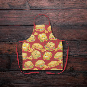 Savory gourmet sandwiches and fries red apron
