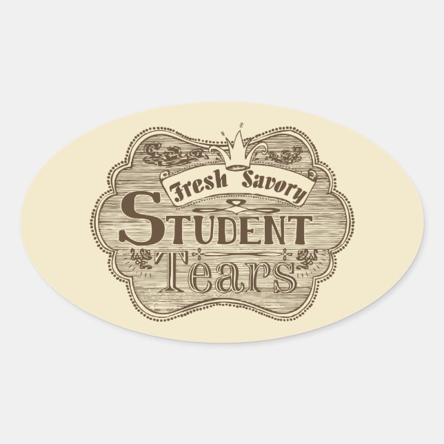 Savory Student Tears Hand Drawn Chalkboard Oval Sticker (Front)