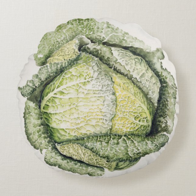 Savoy Cabbage Round Pillow (Front)