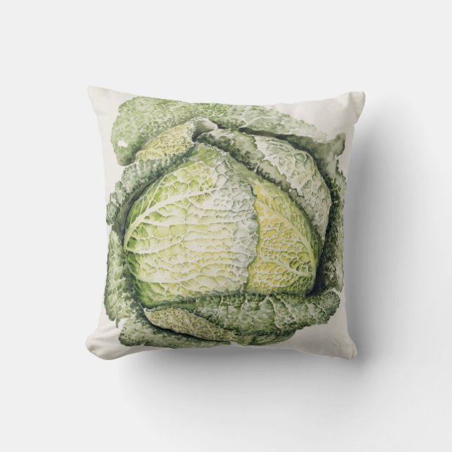 Savoy Cabbage Throw Pillow (Front)
