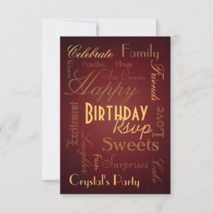 Savvy Type Red Birthday Rsvp  Invitation