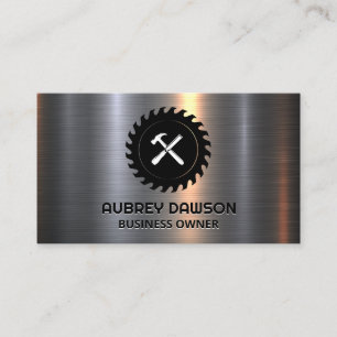 Saw and Tools Metallic Business Card
