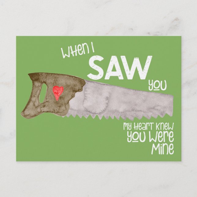 Saw Humour Valentines Day Postcard (Front)