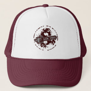 SAW THIS -Spatter Oval Burgundy Trucker Hat