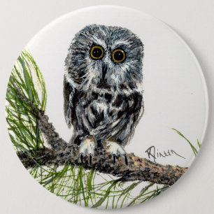 Saw Whet Owl Button