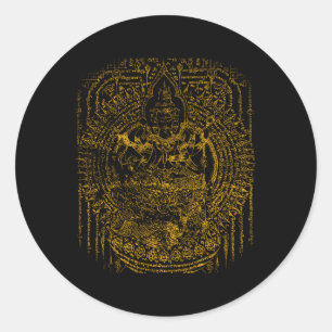 Sawadee Thai Traditional Sak Yant Thai Twin Tigers Classic Round Sticker