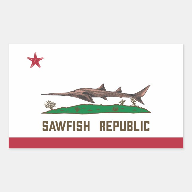 Sawfish Republic Ray Flag Carpenter Shark Sticker (Front)