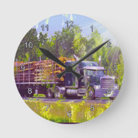 Sawmill Lumber Logging Truck Wall Clock