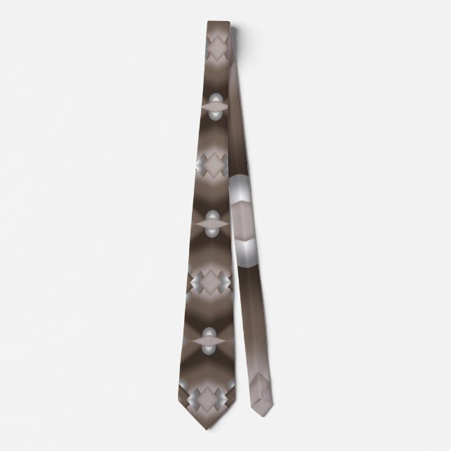 Sawtooth Edged Concentric Earth Tone Abstract Art Tie (Front)