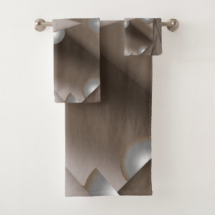 Sawtooth Edged Concentric Earth Tone Ombre Art Bath Towel Set