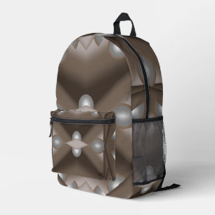 Sawtooth Edged Concentric Earth Tone Ombre Art Printed Backpack