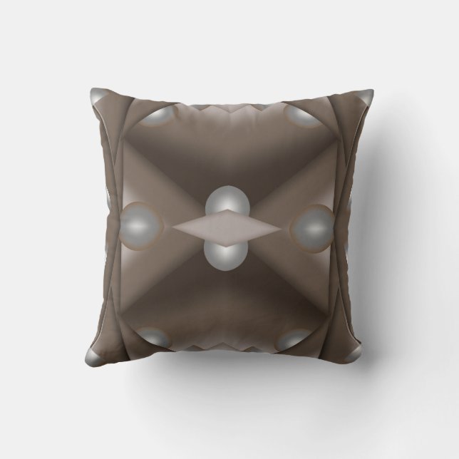 Sawtooth Edged Concentric Earth Tone Ombre Art Throw Pillow (Back)