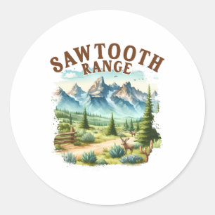 Sawtooth Range Idaho Travel Nature Mountain Explor Classic Round Sticker