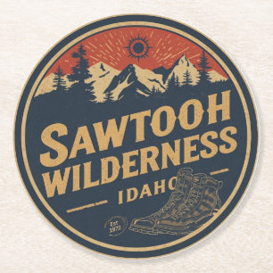 Sawtooth Wilderness Idaho Mountain Hiking Alpine  Round Paper Coaster