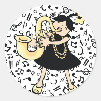 sax baby classic round sticker