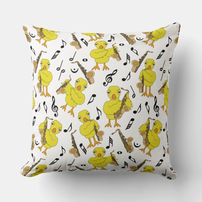 Sax Chick Saxophones Music Notes Throw Pillow (Front)