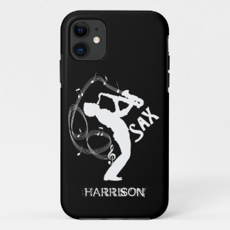 Sax Player Musical Notes Instrument Jazz Music iPhone 11 Case
