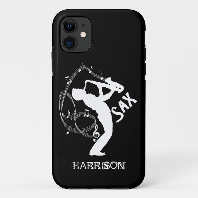 Sax Player Musical Notes Instrument Jazz Music Case-Mate iPhone Case (Back)