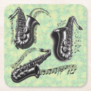 Sax Square Paper Coaster