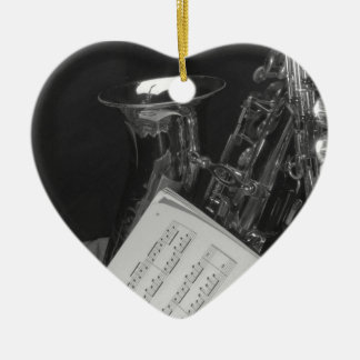 Saxaphone and Sheet Music Ceramic Ornament