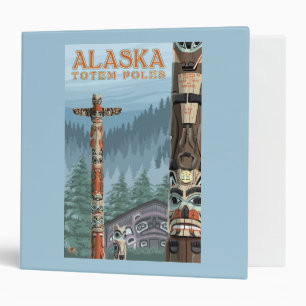 Saxman Totem Village Vintage Travel Poster Binder