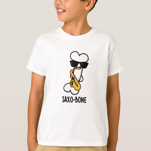 Saxo-bone Funny Bone Funny Music Pun   T-Shirt (Front)