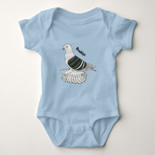 Saxon Shield pigeon bird cartoon illustration  Baby Bodysuit