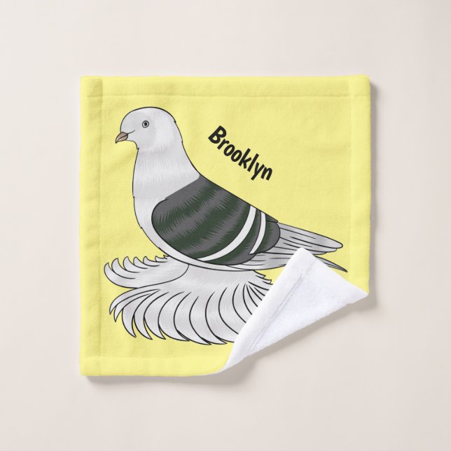 Saxon Shield pigeon bird cartoon illustration  Bath Towel Set (Wash Cloth)