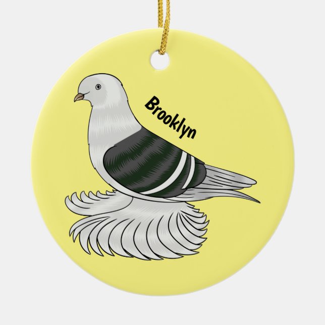 Saxon Shield pigeon bird cartoon illustration Ceramic Ornament (Front)