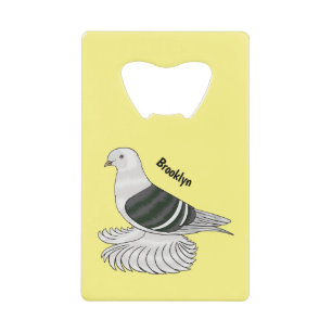 Saxon Shield pigeon bird cartoon illustration Credit Card Bottle Opener