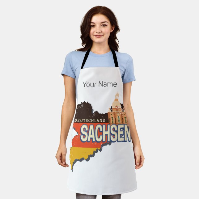 Saxony Germany Retro State Map Vintage Souvenir Apron (Worn)