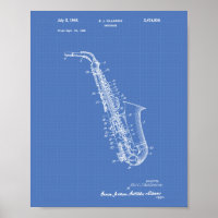 Saxophone 1949 Patent Art Blueprint