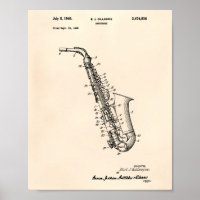 Saxophone 1949 Patent Art Old Peper