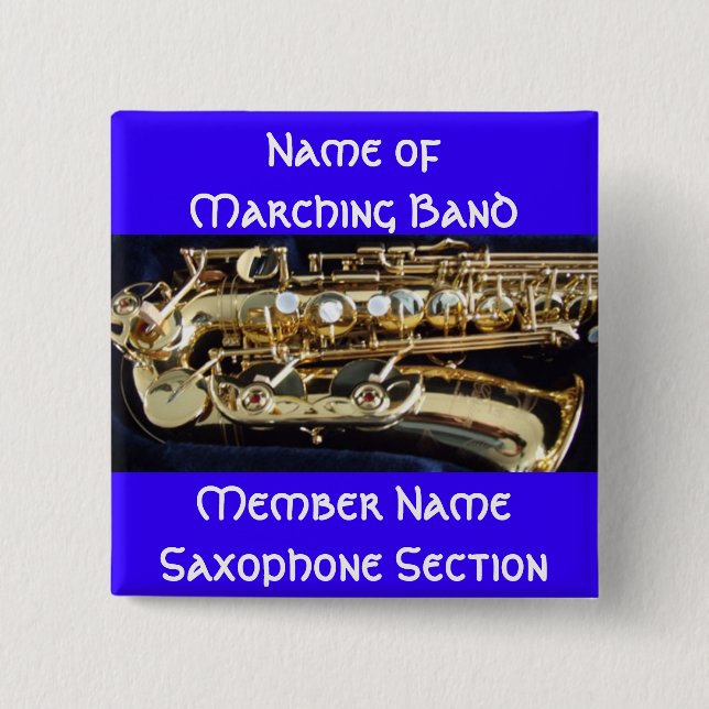 Saxophone 2 Inch Square Button (Front)