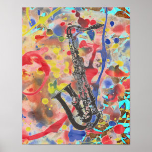 Saxophone Abstract Poster