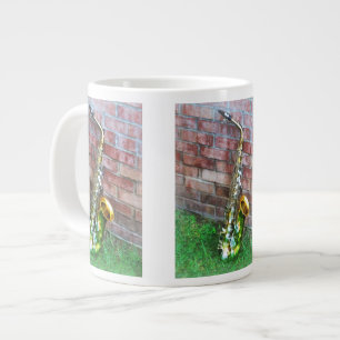 Saxophone Against Brick Large Coffee Mug