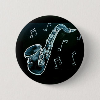 Saxophone And Music Notes 2 Inch Round Button
