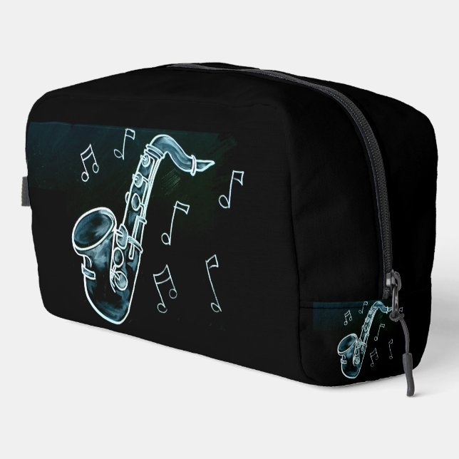 Saxophone And Music Notes Dopp Kit (Right Corner)