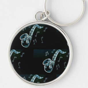 Saxophone And Music Notes Keychain