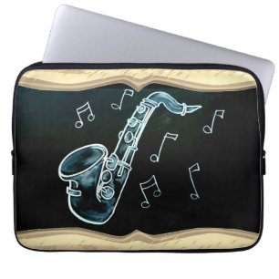 Saxophone And Music Notes  Laptop Sleeve