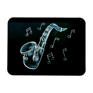 Saxophone And Music Notes Magnet