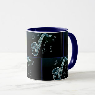 Saxophone And Music Notes Mug