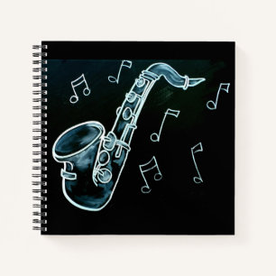 Saxophone And Music Notes Notebook
