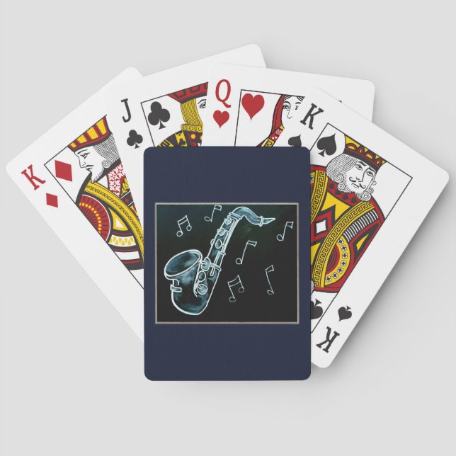 Saxophone And Music Notes Playing Cards (Back)