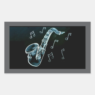 Saxophone And Music Notes Sticker