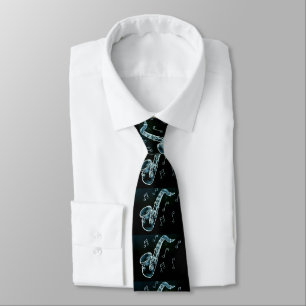 Saxophone And Music Notes Tie
