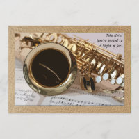 Saxophone and Sheet Music Invitation