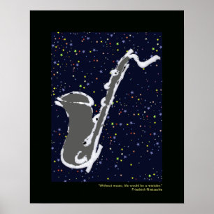 saxophone and stars for walls poster