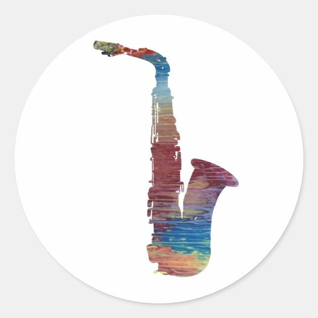 Saxophone Art Classic Round Sticker (Front)