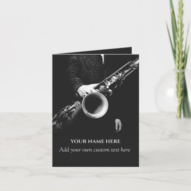 Saxophone art for saxophonist personalized invitation (Front)
